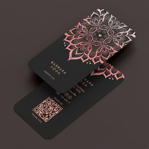 Carte De Visite Elégant Yoga Mandala Boho Rosegold Pink Lotus