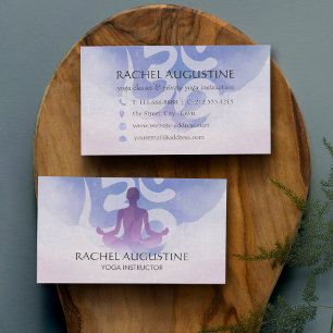 Carte De Visite Elégant Yoga méditation Pose Om Symbole Aquarelle
