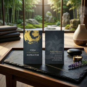 Carte De Visite Élégant YOGA ZEN symbole coups de pinceau Noir & O