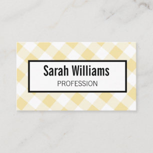 Carte de visite élégante à carreaux gingham jaune
