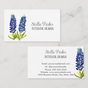 Carte de visite élégante à fleurs de Bluebonnets T