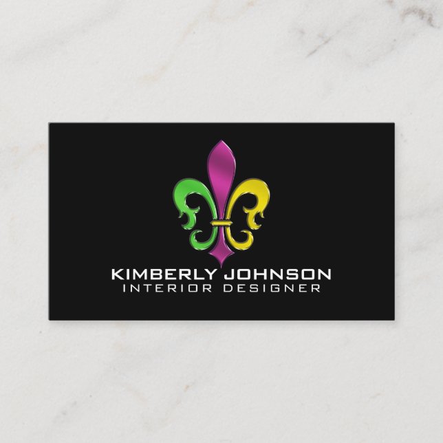 Carte de visite élégante à motif de lis (Devant)