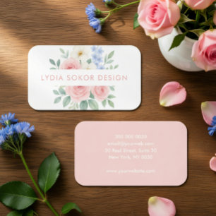 Carte de visite élégante à motif floral aquarelle 