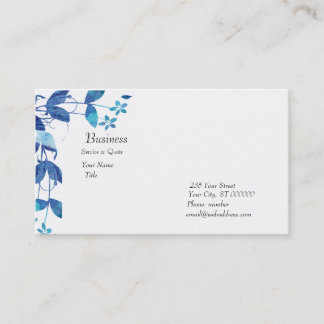 Carte De Visite Elégante aquarelle bleue artistique Florale