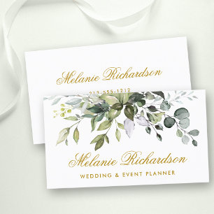 Carte De Visite Elégante aquarelle Botanique Verdure Or