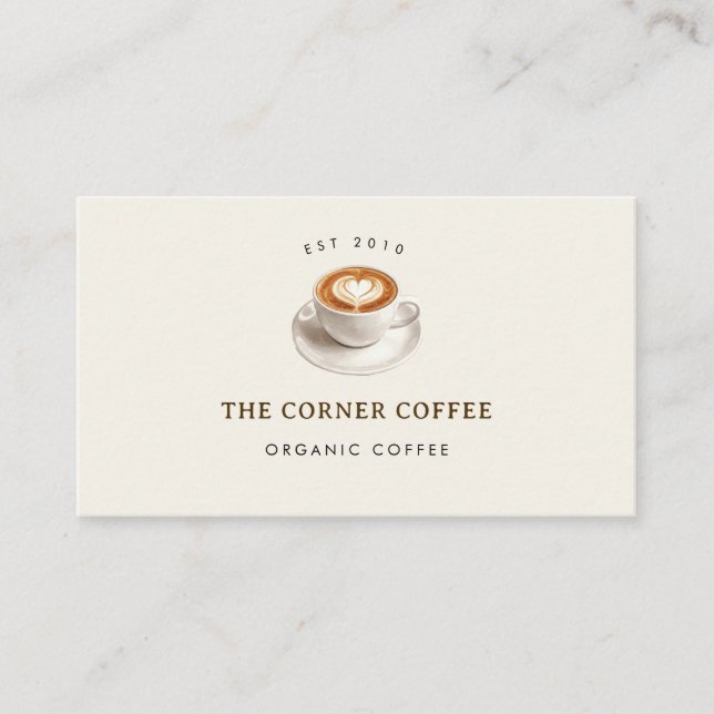 Carte de visite élégante aquarelle Café (Devant)