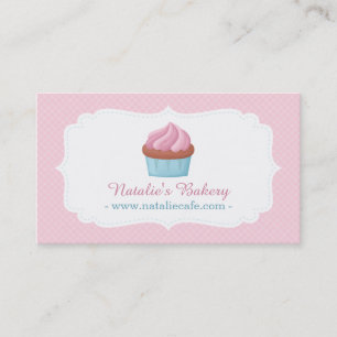 Carte De Visite Elégante aquarelle Cupcake Patisserie Pink