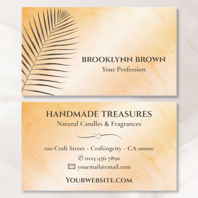 Carte De Visite Elégante Aquarelle de marbre Floral Moderne Orange (Créateur téléchargé)