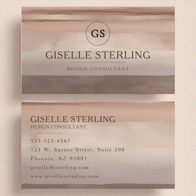 Carte De Visite Elégante aquarelle en terre cuite Boho Abstrait (Créateur téléchargé)