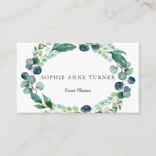 Carte De Visite Elégante aquarelle Eucalyptus Wreath