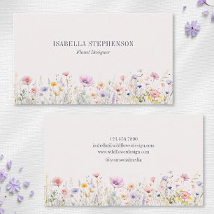 Carte De Visite Elégante aquarelle Fleur sauvage design floral