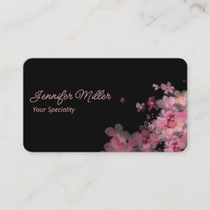 Carte De Visite Elégante aquarelle florale noir