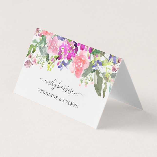 Carte De Visite Elégante aquarelle Flore verdure (Devant)
