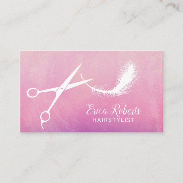 Carte De Visite Elégante aquarelle pour ciseaux et plumes (Devant)
