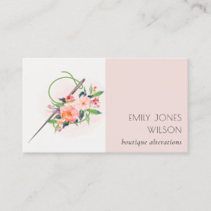 Carte De Visite Elégante Aquarelle rose Aiguille Flore