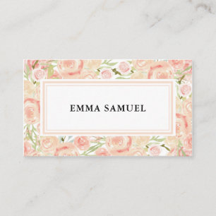 Carte De Visite Elégante aquarelle rose et florale
