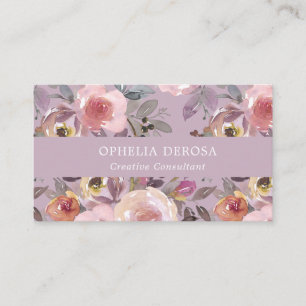 Carte De Visite Elégante aquarelle violette mauve florale