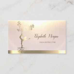 Carte De Visite Elégante Arbre d'or femmes Silhouette Yoga