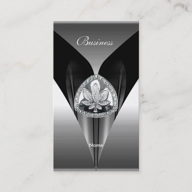 Carte de visite élégante argent noir chrome Elite  (Devant)