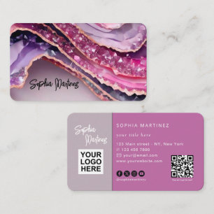 Carte de visite élégante avec agate violette et lo