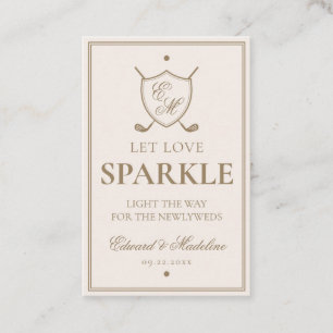 Carte De Visite Élégante Balise Mariage Sparkler Crest Monogram
