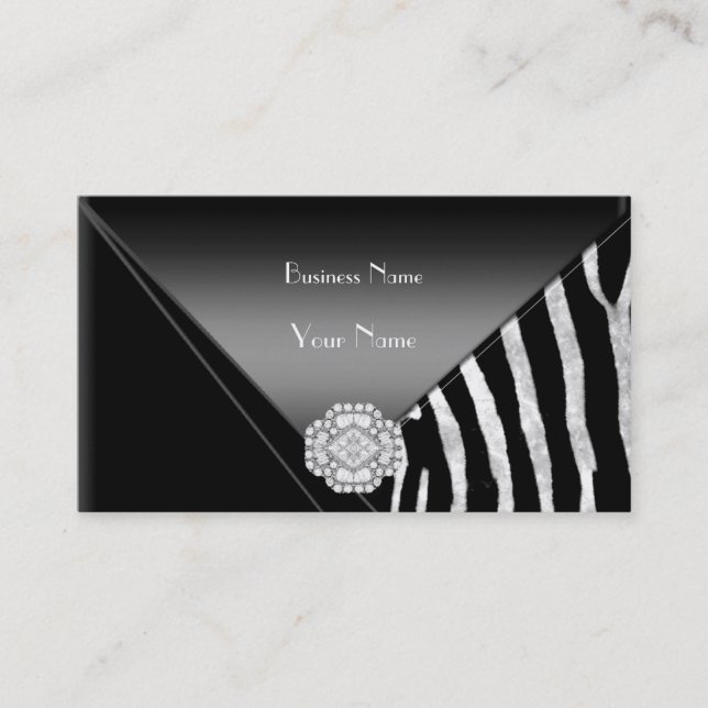 Carte de visite élégante bijou diamant noir (Devant)
