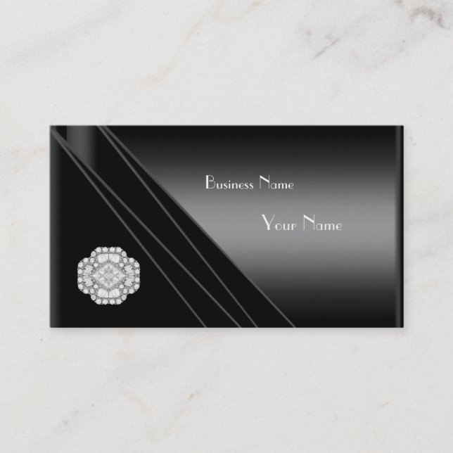 Carte de visite élégante bijou diamant noir (Devant)