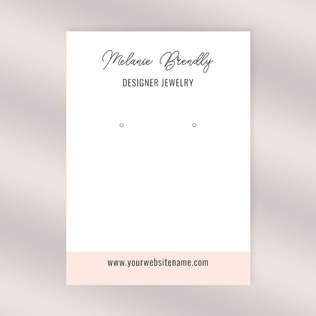 Carte De Visite Élégante bijouterie blanche rose (Stylishly Personalize with Your Custom Name & Optional Text.)