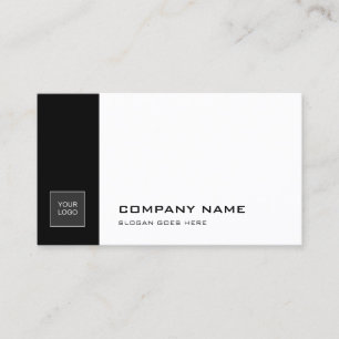 Carte De Visite Elégante Black White Sleek Plain Entreprise tendan