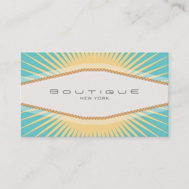 Carte De Visite Elégante Boutique Mode Turquoise Yellow Retro (Devant)