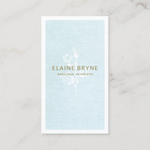 Carte De Visite Élégante Branche de Magnolia Pastel Blue Floral