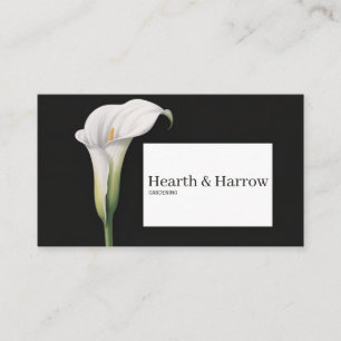 Carte De Visite Élégante calla blanche florale noire minimaliste