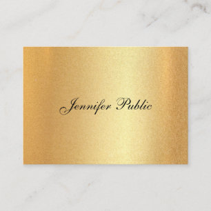 Carte De Visite Élégante calligraphie à la main Faux Gold Plain