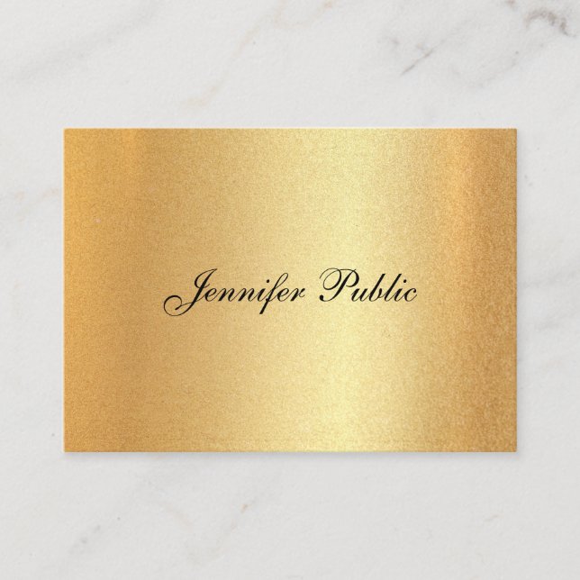 Carte De Visite Élégante calligraphie à la main Faux Gold Plain (Devant)