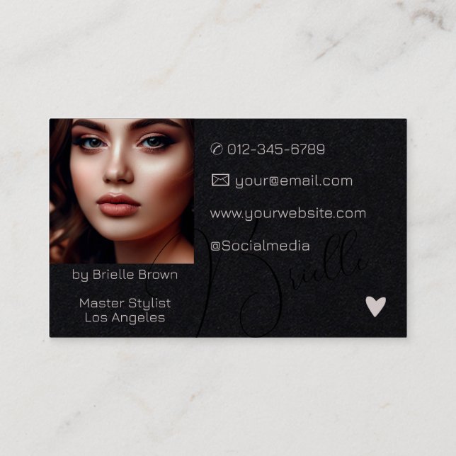 Carte De Visite Élégante calligraphie moderne Signature Photo (Dos)