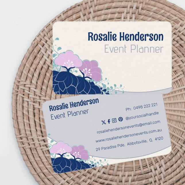 Carte De Visite Élégante Camellia rose Personnalisée (Créateur téléchargé)