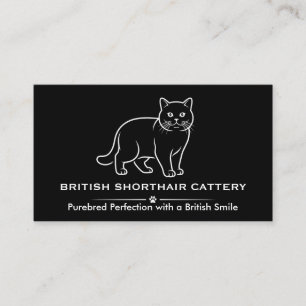 Carte De Visite Élégante Chatterie de British Shorthair Noir sur M