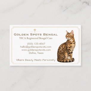 Carte De Visite Élégante chatterie de chat Bengal personnalisable