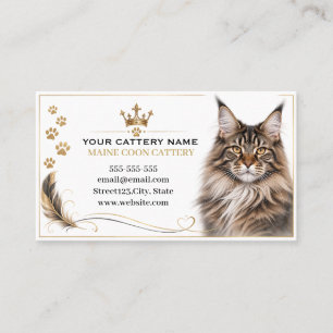 Carte De Visite Élégante Chatterie de Chat Maine Coon de Luxe
