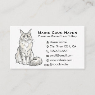 Carte De Visite Élégante Chatterie Maine Coon sur mesure