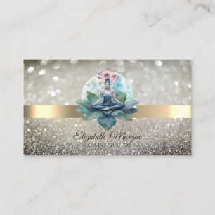 Carte De Visite Élégante Chic Bokeh Lotus Fille de Yoga