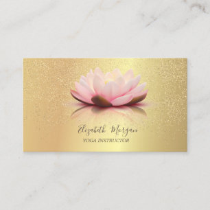 Carte De Visite Élégante Chic Lotus Or Confettis Professeur de Yog