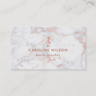 Carte De Visite élégante clef en or rose sur marbre rose