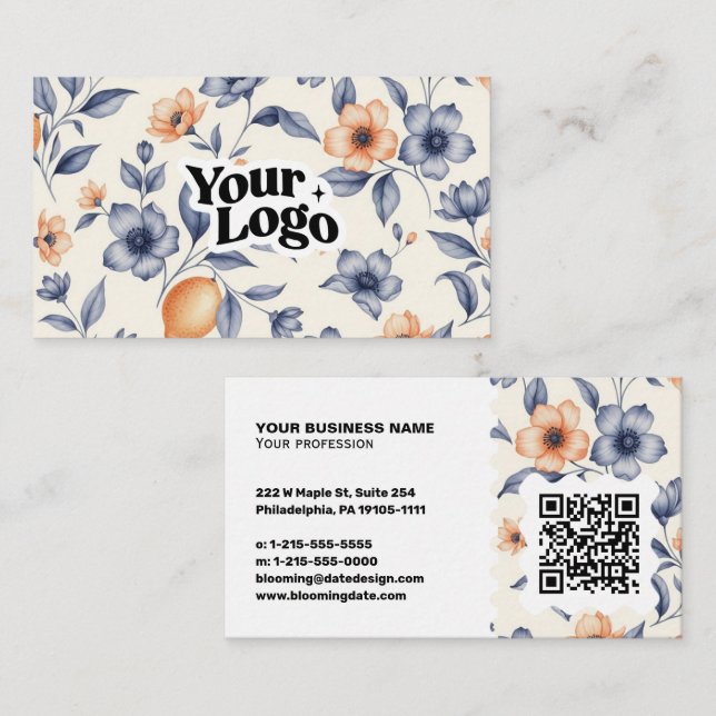 Carte de visite élégante – Code QR & logo (Devant / Derrière)