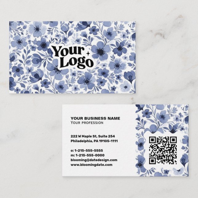 Carte de visite élégante – Code QR & logo (Devant / Derrière)
