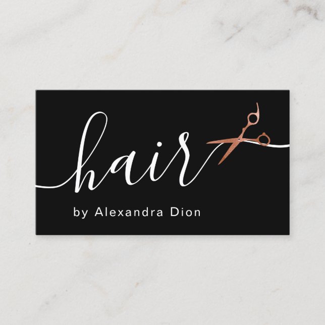 Carte De Visite Elégante coiffeuse rose en cuivre (Devant)