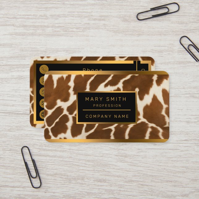 Carte De Visite Élégante collection populaire de vache Faux cuir (Devant/Arrière en situation)