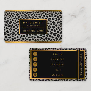 Carte De Visite Elégante collection tendance Leopard blanc de luxe