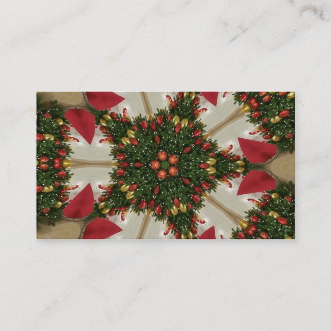 Carte De Visite Élégante couronne de Noël Rouge Vert Kaleidoscopiq (Devant)
