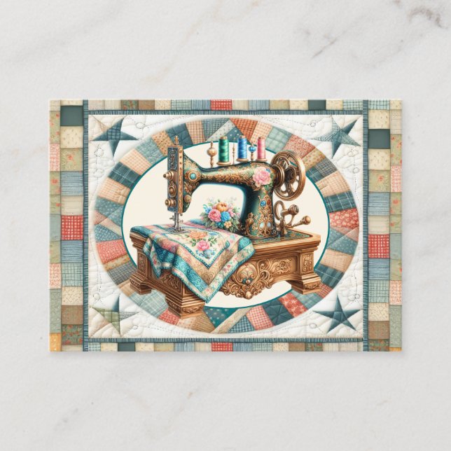 Carte De Visite Elégante couture et courtepointe (Devant)